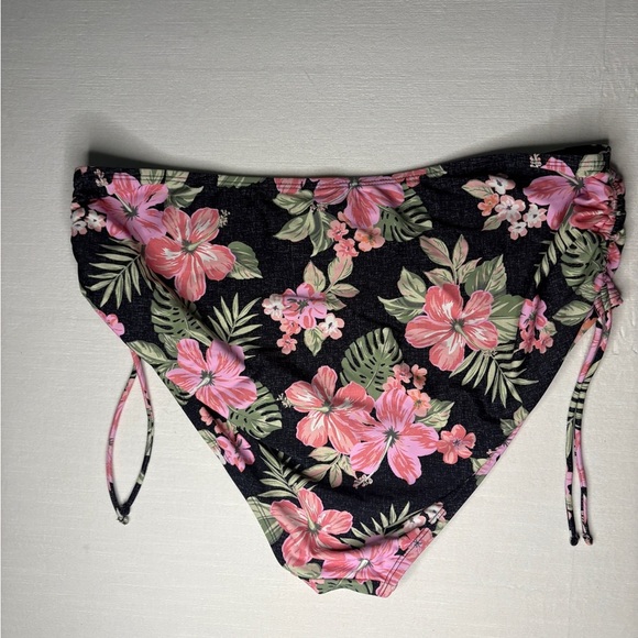True Craft Black Bikini Bottom with Pink Floral Accents 2X - Picture 2 of 3